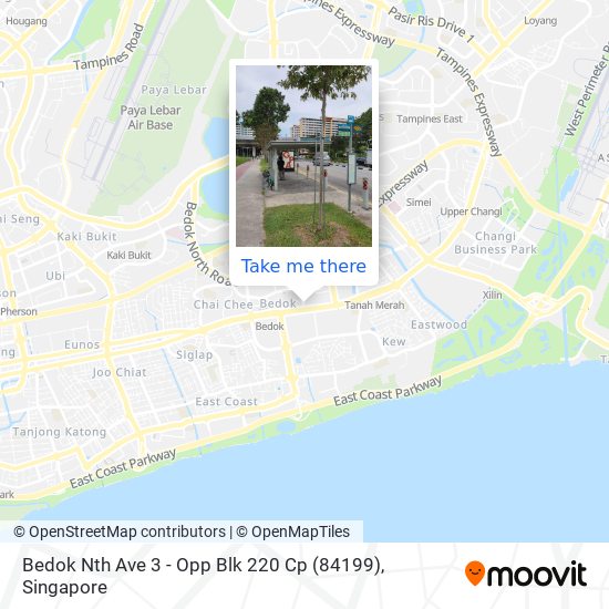 Bedok Nth Ave 3 - Opp Blk 220 Cp (84199) map