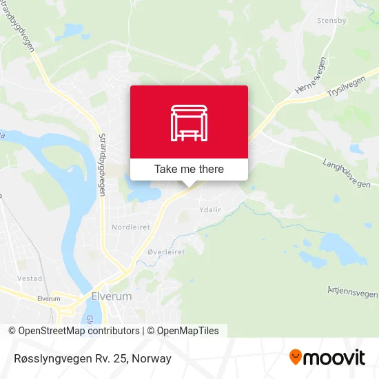 Røsslyngvegen Rv. 25 map