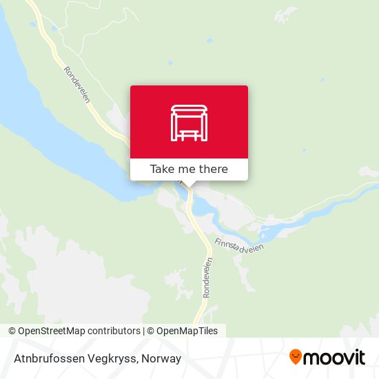 Atnbrufossen Vegkryss map