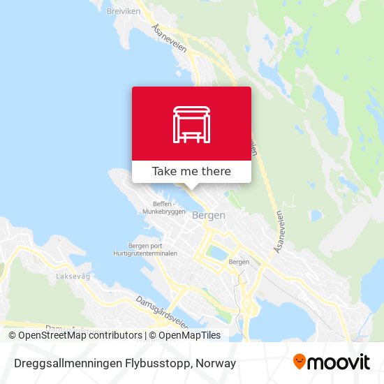 Dreggsallmenningen Flybusstopp map