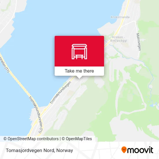 Tomasjordvegen Nord map