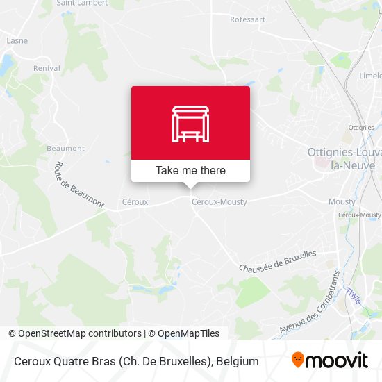 Ceroux Quatre Bras (Ch. De Bruxelles) map