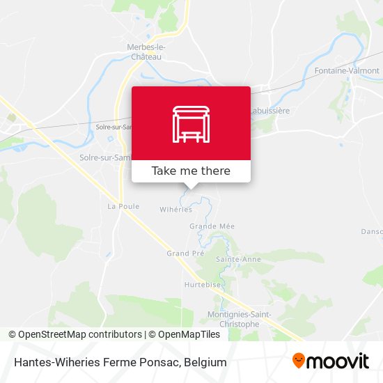 Hantes-Wiheries Ferme Ponsac map