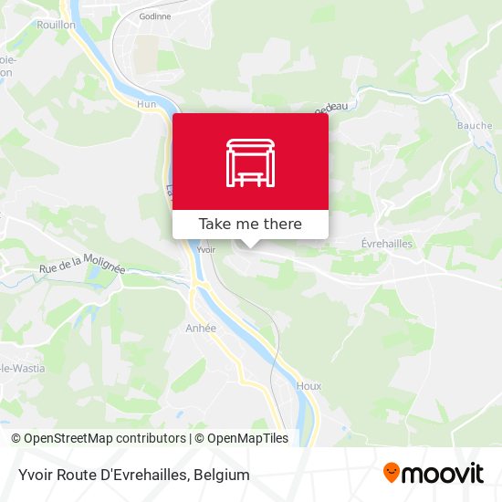 Yvoir Route D'Evrehailles map