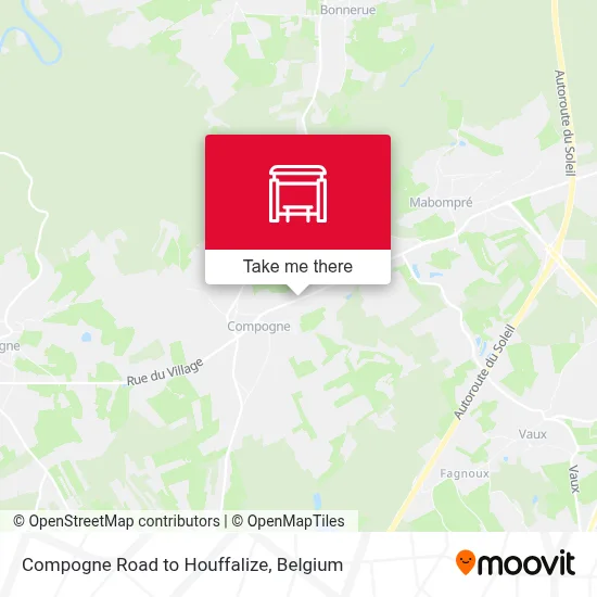 Compogne Road to Houffalize map
