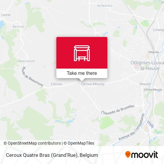 Ceroux Quatre Bras (Grand'Rue) map
