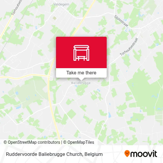 Ruddervoorde Baliebrugge Church map