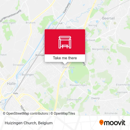 Huizingen Church map
