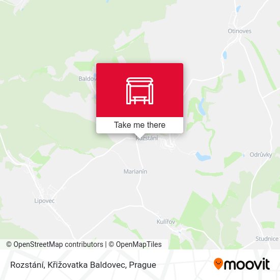 Rozstání, Křižovatka Baldovec map