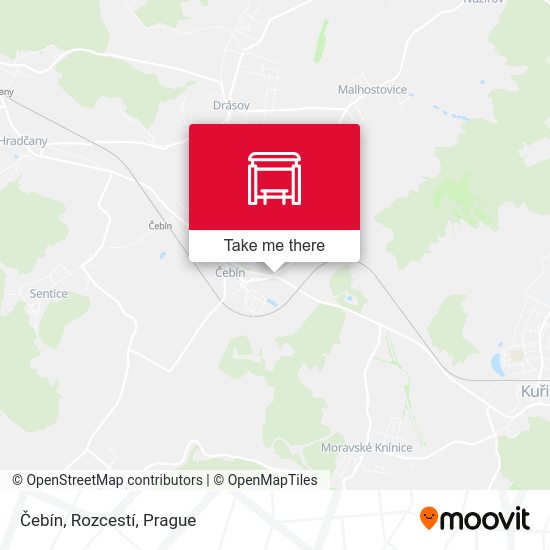 Čebín, Rozcestí map