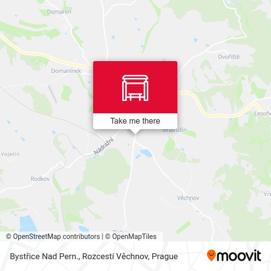 Bystřice Nad Pern., Rozcestí Věchnov map
