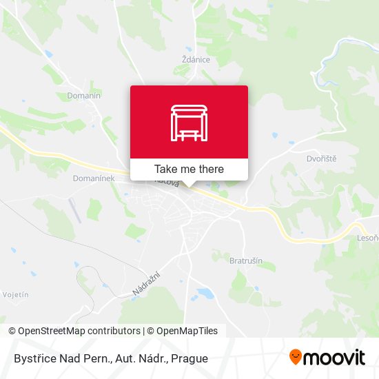 Bystřice Nad Pern., Aut. Nádr. map