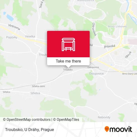 Карта Troubsko, U Dráhy