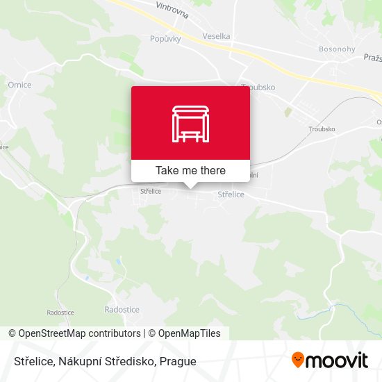 Střelice, Nákupní Středisko map