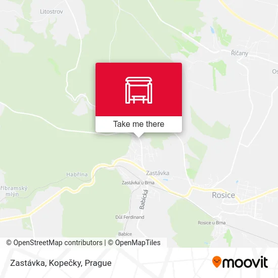 Карта Zastávka, Kopečky