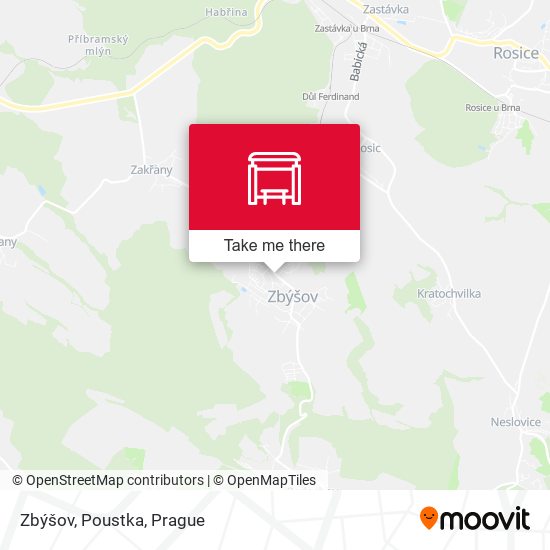 Zbýšov, Poustka map