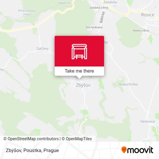 Zbýšov, Poustka map