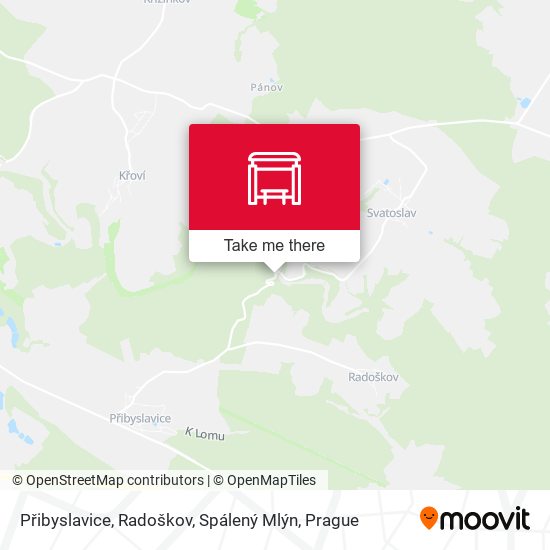 Přibyslavice, Radoškov, Spálený Mlýn map