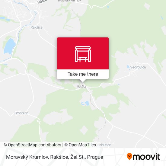 Moravský Krumlov, Rakšice, Žel.St. map