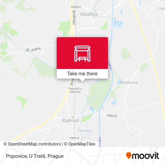 Карта Popovice, U Tratě