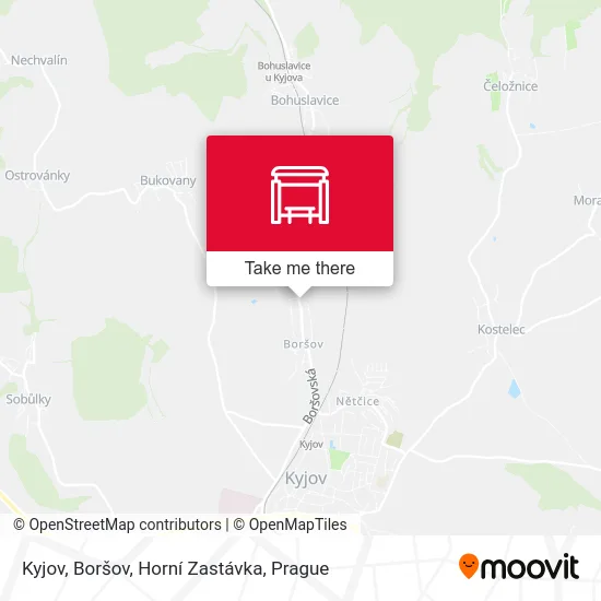 Карта Kyjov, Boršov, Horní Zastávka