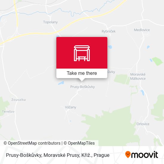 Prusy-Boškůvky, Moravské Prusy, Křiž. map