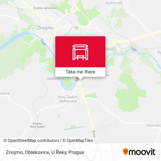 Карта Znojmo, Oblekovice, U Řeky