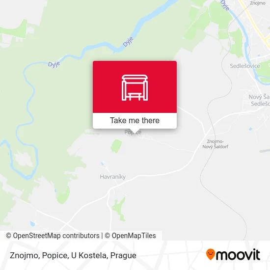 Карта Znojmo, Popice, U Kostela