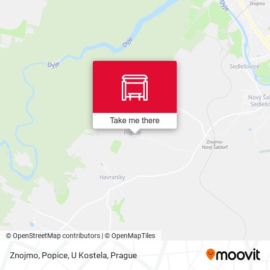 Znojmo, Popice, U Kostela map