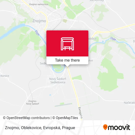 Карта Znojmo, Oblekovice, Evropská