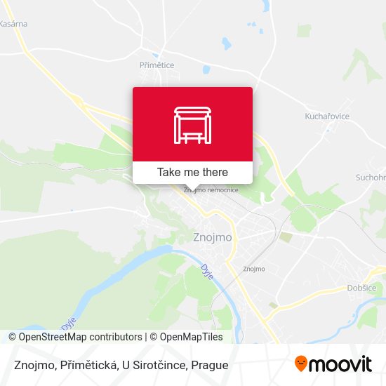 Znojmo, Přímětická, U Sirotčince map
