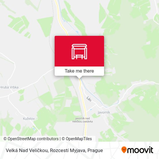 Карта Velká Nad Veličkou, Rozcestí Myjava