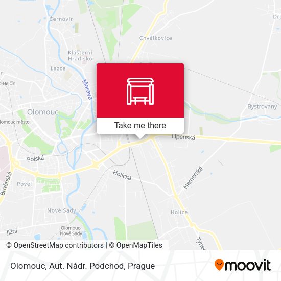 Olomouc, Aut. Nádr. Podchod map