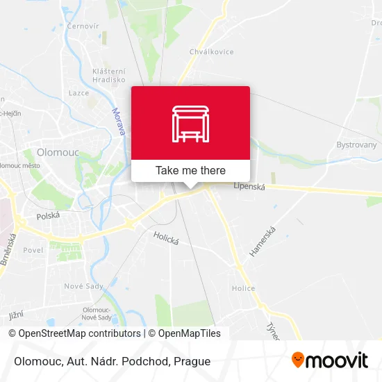 Карта Olomouc, Aut. Nádr. Podchod