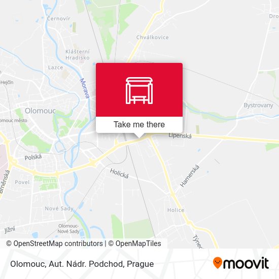 Карта Olomouc, Aut. Nádr. Podchod