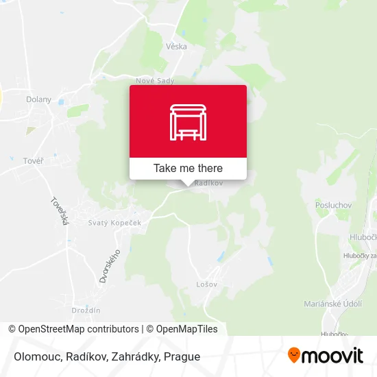 Карта Olomouc, Radíkov, Zahrádky