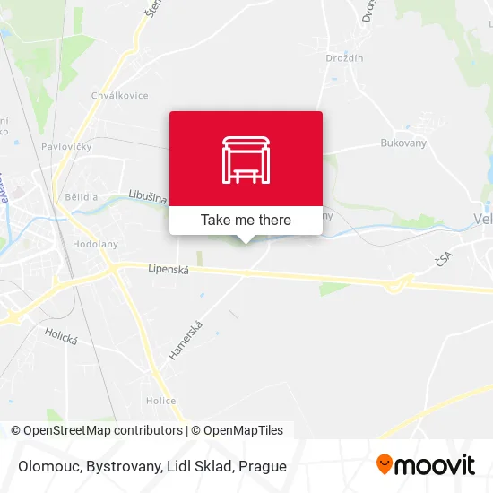 Карта Olomouc, Bystrovany, Lidl Sklad