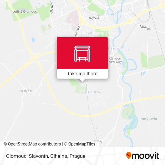 Карта Olomouc, Slavonín, Cihelna
