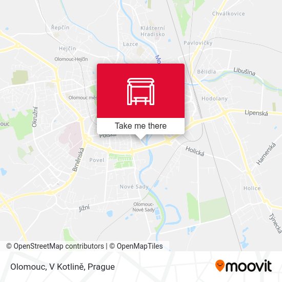 Карта Olomouc, V Kotlině