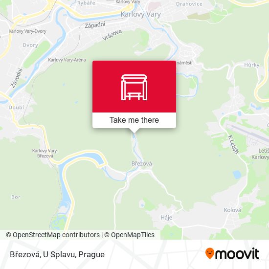 Březová, U Splavu map