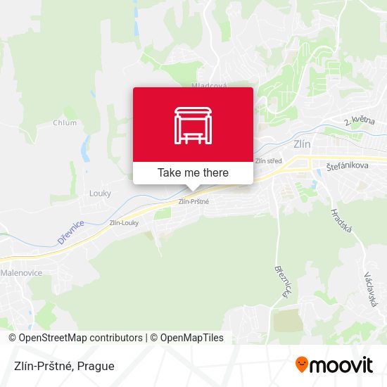 Zlín-Prštné map