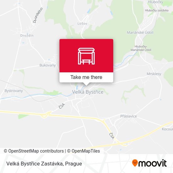 Velká Bystřice Zastávka map