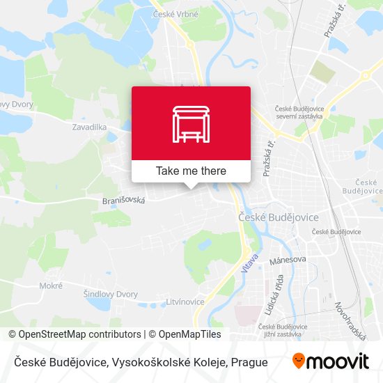 České Budějovice, Vysokoškolské Koleje map