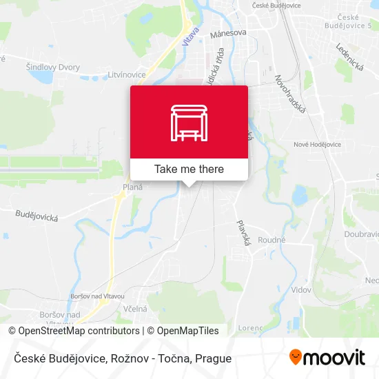 Карта České Budějovice, Rožnov - Točna