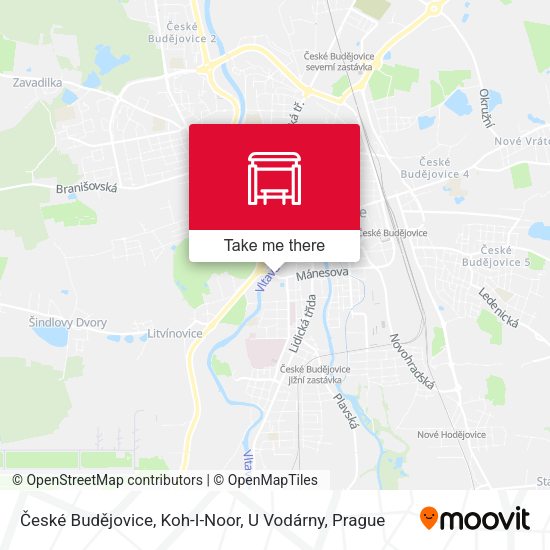 České Budějovice, Koh-I-Noor, U Vodárny map