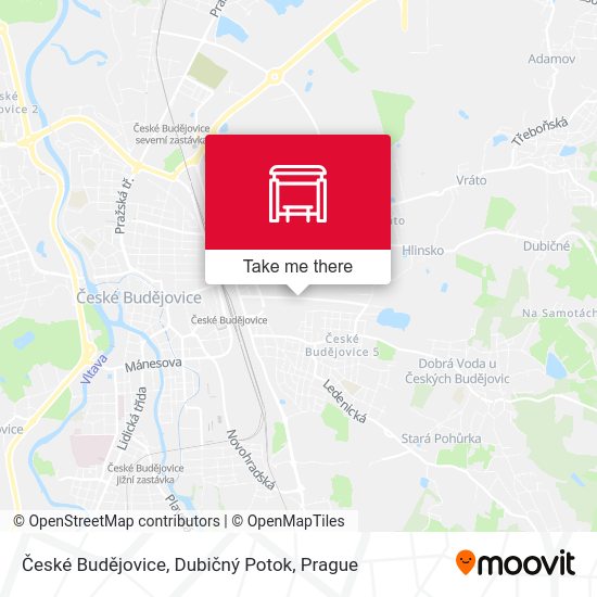 České Budějovice, Dubičný Potok map