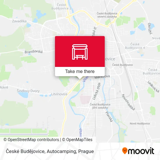 Карта České Budějovice, Autocamping