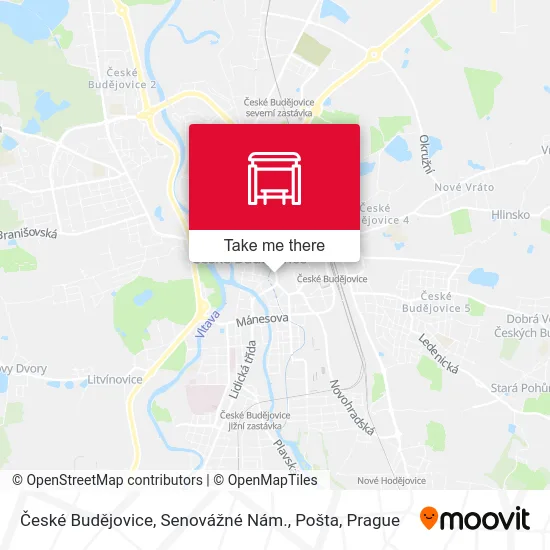 Карта České Budějovice, Senovážné Nám., Pošta