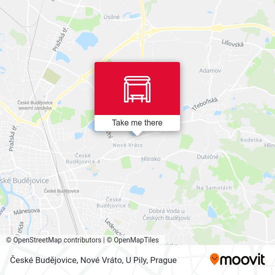 Карта České Budějovice, Nové Vráto, U Pily