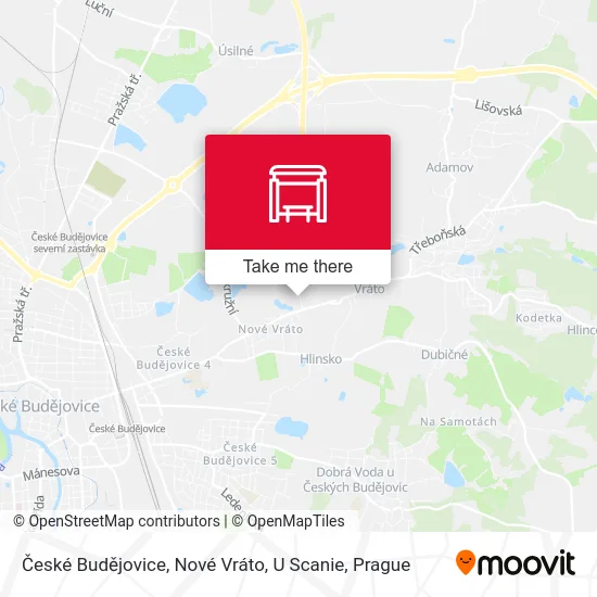 Карта České Budějovice, Nové Vráto, U Scanie